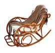 rocking-chair with rug and book isolated on white