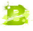 Green abstract paint splashes font. Letter B Green abstract paint splashes font. Letter B