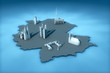 Illustration: Map of Germany with landmarks of the six largest cities Map of Germany with landmarks of the six largest cities