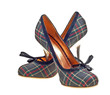 Foto: Beautiful plaid high heels isolated on white Beautiful plaid high heels isolated on white