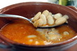 Steaming stew of beans and quail typical dish from Spain Steaming stew of beans and quail typical dish from Spain