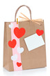 Pochette cadeau ornées de coeurs avec carte de voeux