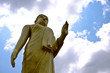 Golden buddha walking in the sky.