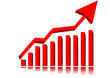 Graph showing rise in profits or earnings. Vector illustration