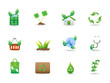 Green eco icons set