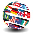 Flags of the world set in a globe/sphere