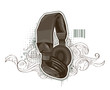 Headphones on bizarre background