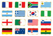 National flags set. Football World cup groups E F G H