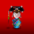 Chinese doll in blue