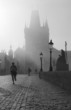 Charles bridge in Prague - morning in fog Charles bridge in Prague - morning in fog