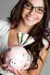 Businesswoman Holding Piggy Bank Businesswoman Holding Piggy Bank