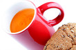 Cup of Tomato Soup with Brown Roll