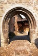 detail of entrance into loket castle - gothic castle in bohemia