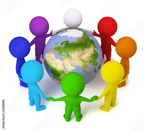 Illustration: 3d small people - peace on the Earth 3d small people - peace on the Earth