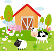 Rural landscape with farm animals. Rural landscape with farm animals.