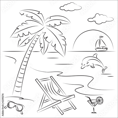 Vector: Illustration of beach vacation Illustration of beach vacation