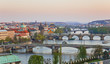 View on Prague Bridges at sunset