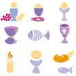 Set of Illustration communion traditional Christian symbols Set of Illustration communion traditional Christian symbols
