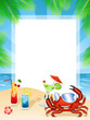Summer postcard with a happy crab