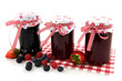 Glass pots with jam