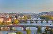View on Prague Bridges at sunset