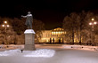 The building of the Russian Museum and Pushkin monument at night