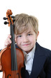 Young student holding a violin