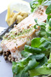 Salmon dish with salad