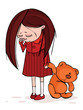 Crying girl with a toy