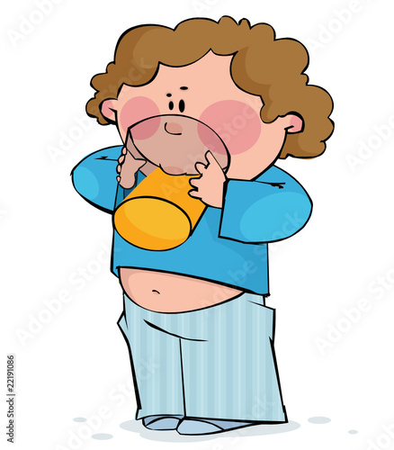 Vektor: Funny boy with a glass of orange juice Funny boy with a glass of orange juice