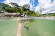 Woman is doing snorkeling