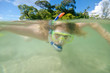 Woman is doing snorkeling