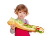 little girl with big sandwich