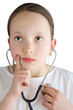 Photo: Little girl with a white coat and stethoscope Little girl with a white coat and stethoscope