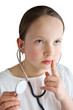 Photo: Little girl with a white coat and stethoscope Little girl with a white coat and stethoscope