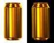 gold beer can isolated on white and black background. gold beer can isolated on white and black background.