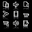 White contour audio video edit web icons V2