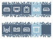 Blue dots bar with audio video web icons Blue dots bar with audio video web icons