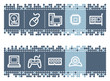 Blue dots bar with computer web icons Blue dots bar with computer web icons