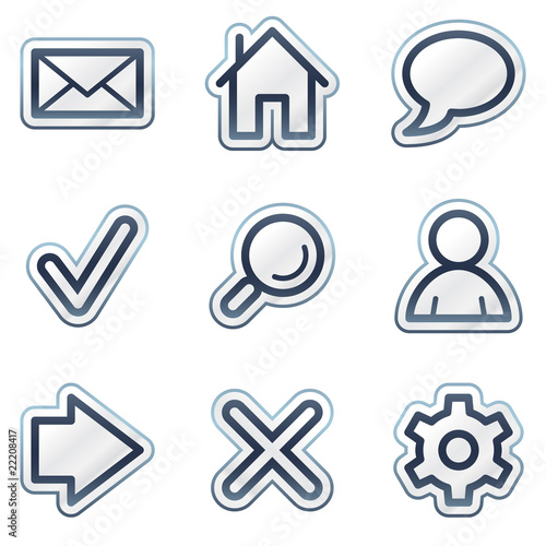 Vektor: Basic web icons, deep blue contour sticker series Basic web icons, deep blue contour sticker series