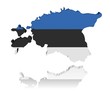 Estonia map flag 3d render with reflection illustration