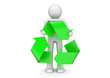Recycling collection - Man holds international packaging sign