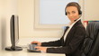 Beautiful young operator at office