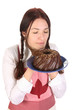 beautiful housewife smelling bundt cake