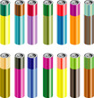 vector illustration with various color metallic battery