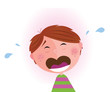 Vector: Vector Illustration of lonely small crying boy. VECTOR Vector Illustration of lonely small crying boy. VECTOR