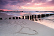 Calmness.Beautiful sunset with symbol of love.