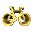 bike symbol in gold (3d)
