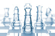 transparent glass chess isolated on white