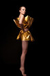 Slim woman in gift wrapping